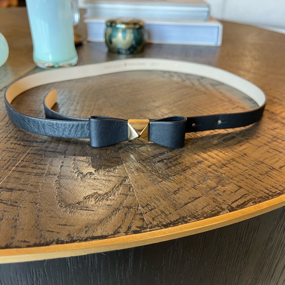 Kate Spade Black Leather Bow Belt, Medium